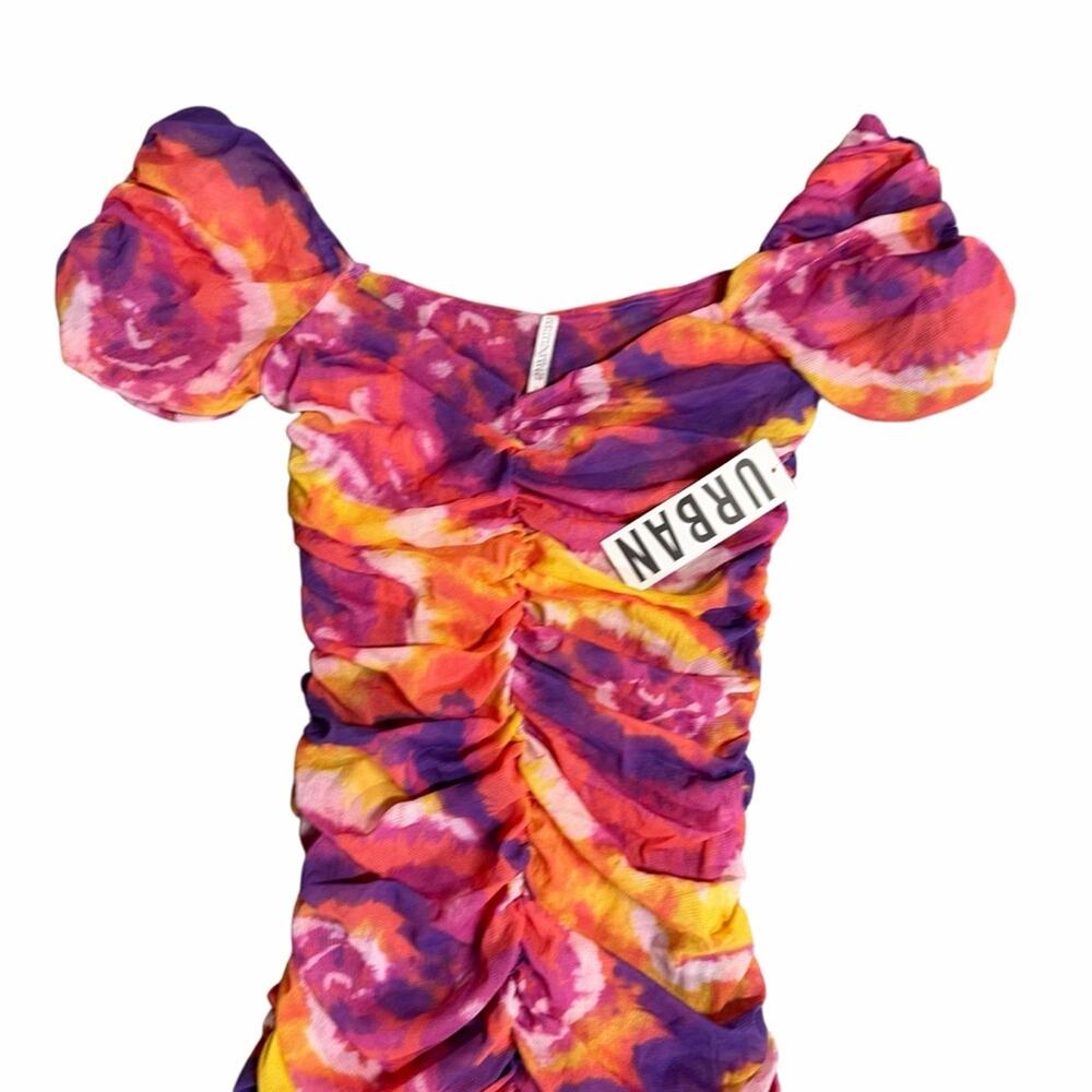 NEW Urban Outfitters Kailua Ruched Watercolor Mini Dress Size Large - Picture 5 of 10